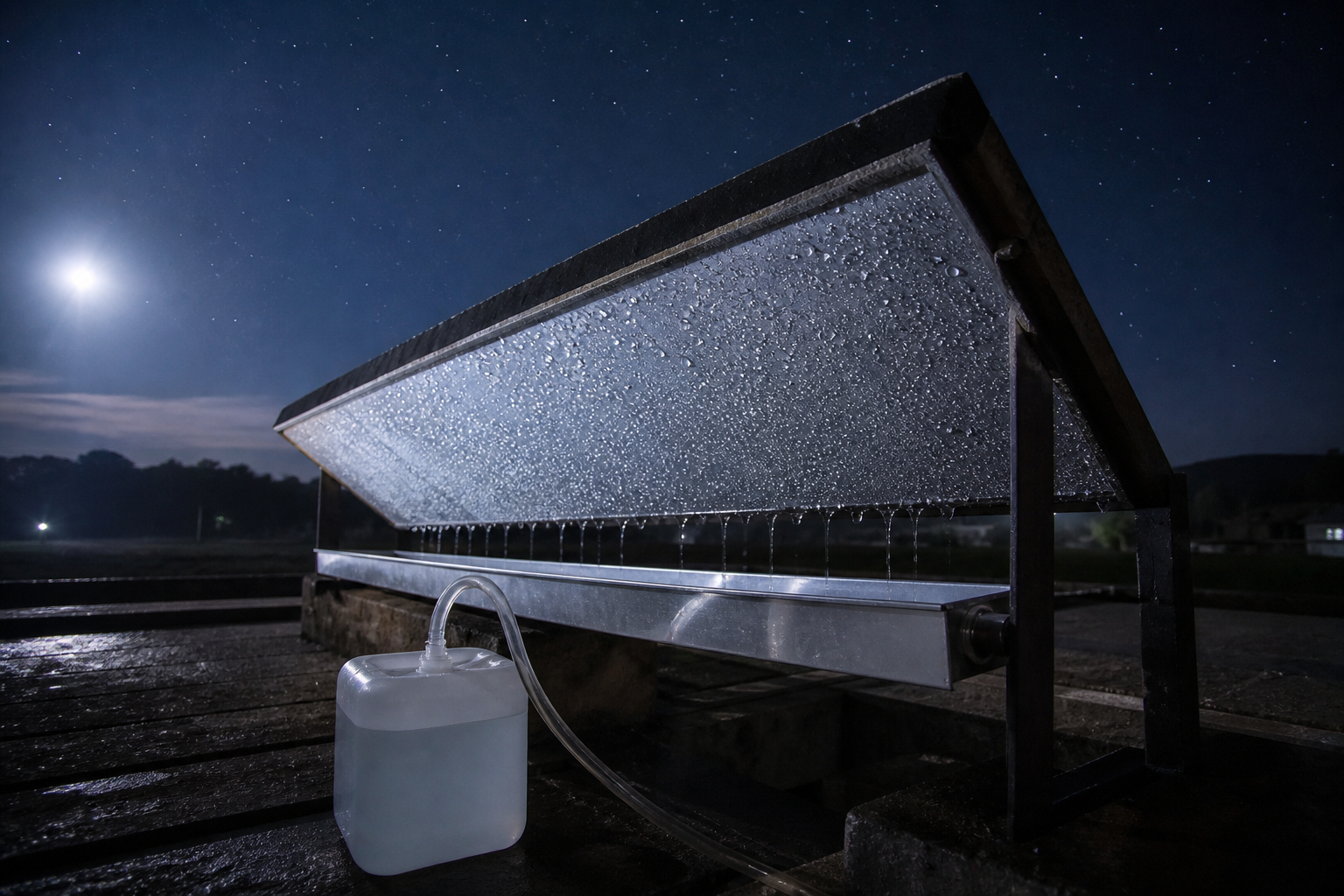 Night radiative condenser under starry sky