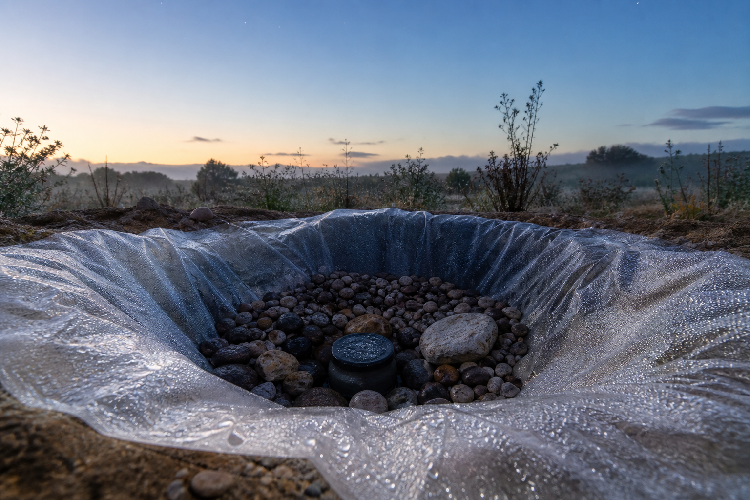 Dew pit air well at dawn