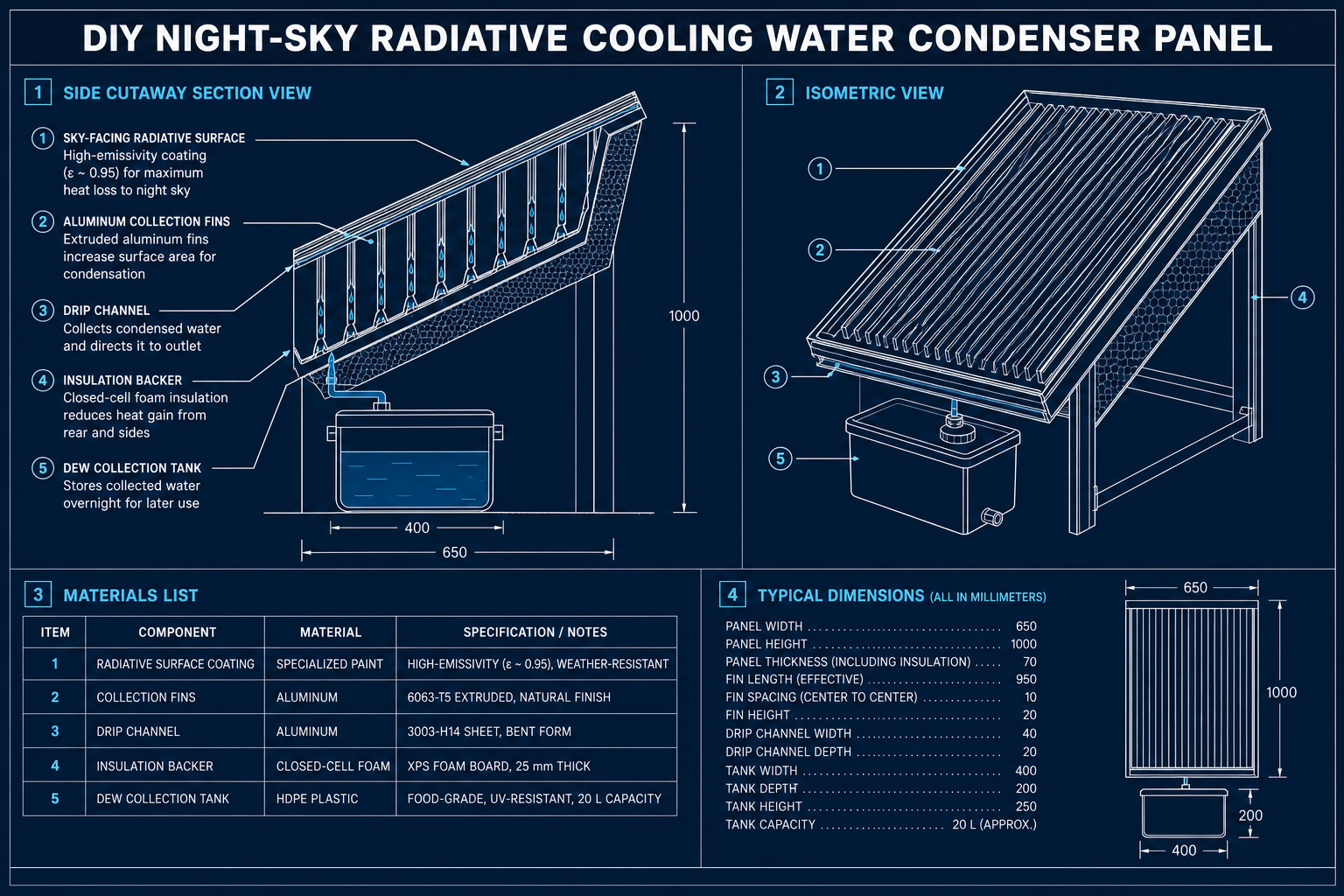 Night radiative condenser full blueprint